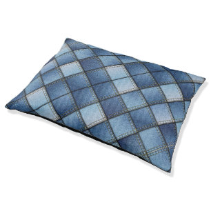 Faux Denim Patchwork Outdoor Pet Bed