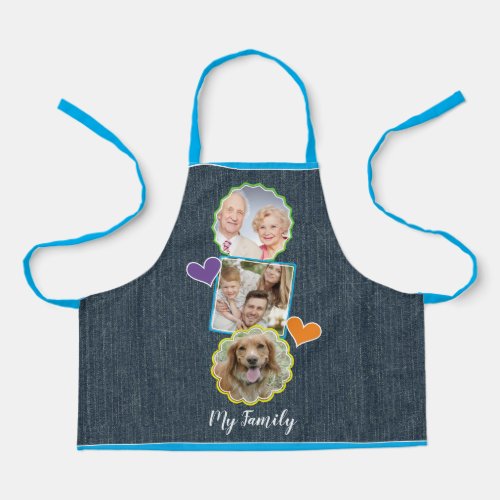 Faux Denim Scrapbook Style Photo Template Girls Apron