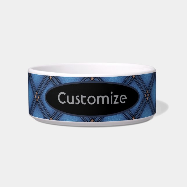 Faux Denim Texture Pet Bowl (Front)