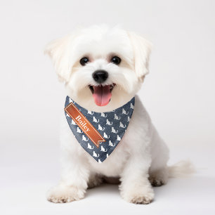 Faux Denim White Sitting Cats Pet Bandana Collar
