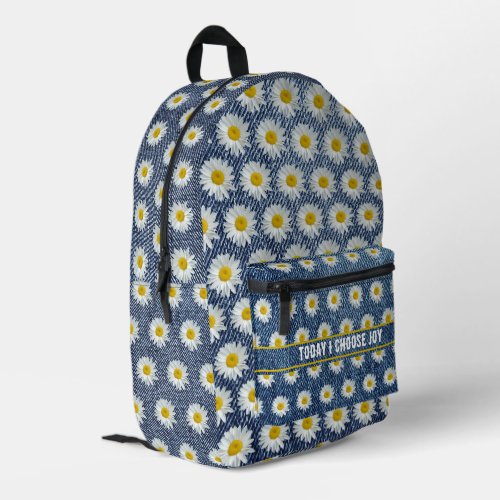 Faux Denim With Daisies Print Cut Sew Backpack