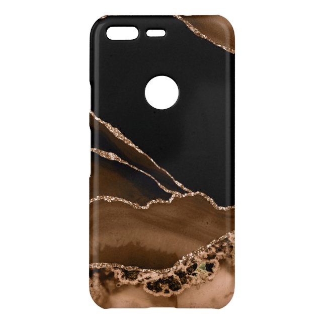 Faux Desert Brown Marbled Agate Contemporary Stone Uncommon Google Pixel Case (Back)