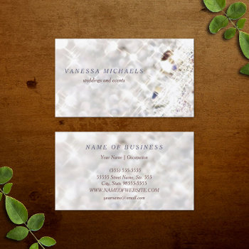 Faux Diamond Bling Glitter Bokeh Event Planner Business Card by GirlyBusinessCards at Zazzle