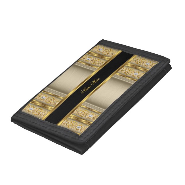 Faux Diamond caramel Black Gold Print Wallet (Bottom)