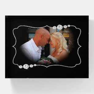 Faux Diamond Frame Wedding Photo Template Paperweight