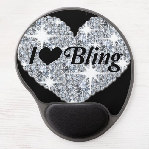 Faux diamond heart design i love bling mouse mat