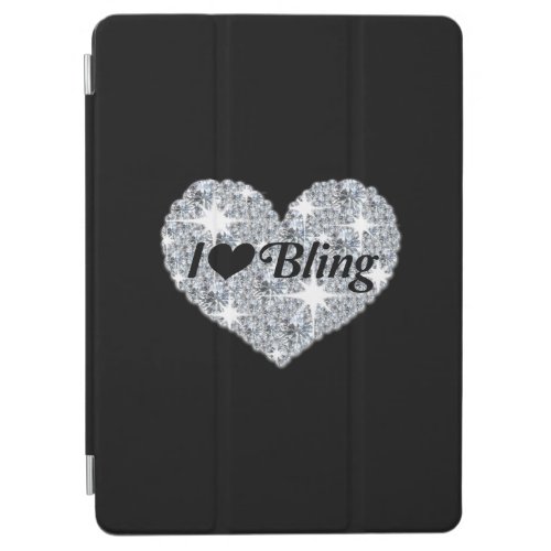 Faux diamond heart I Love Bling design  iPad Air Cover