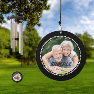 Faux Diamond Jewel Circle Frame Photo Anniversary Wind Chime