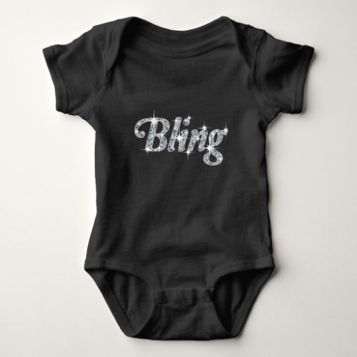 Faux diamond on black Bling design Bib Baby Bodysuit