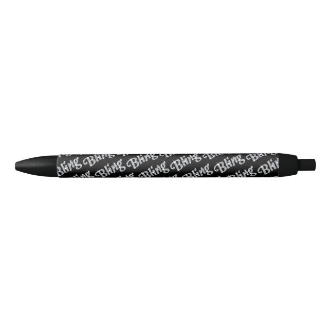 Faux diamond on black Bling design Pen (Front)