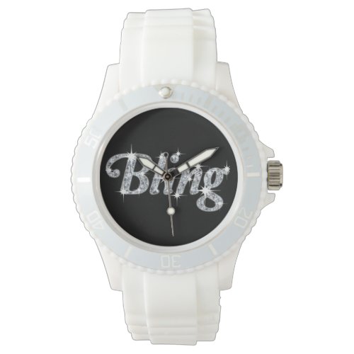 Faux diamond on black Bling design Watch