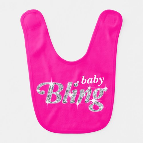 Faux diamond on hot pink baby Bling design Baby Bib