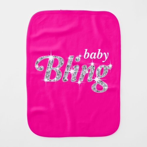 Faux diamond on hot pink baby Bling design Baby Burp Cloth