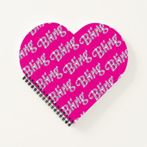 Faux diamond on hot pink Bling design Notebook