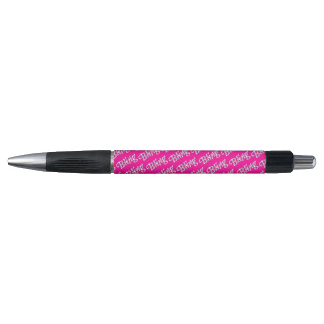 Faux diamond on hot pink bling design pen (Front)