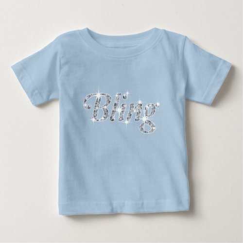 Faux diamond on pastel blue Bling design  Baby T_Shirt