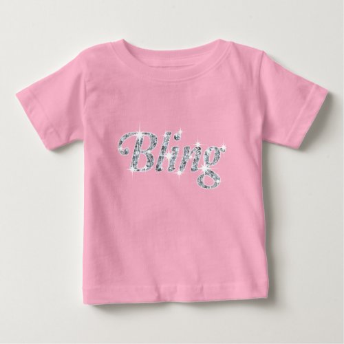Faux diamond on pastel pink Bling design Baby T_Shirt