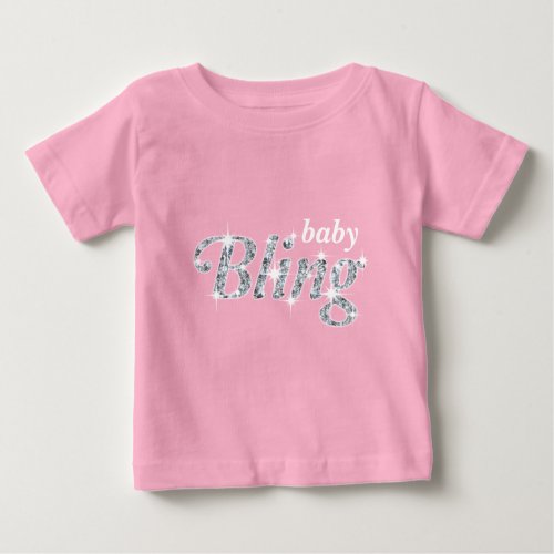 Faux diamond on  pink baby Bling design Baby Baby T_Shirt