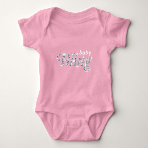 Faux diamond on  pink baby Bling design  Baby Bodysuit