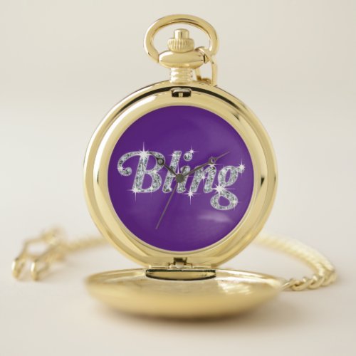 Faux diamond on purple Bling design Watch