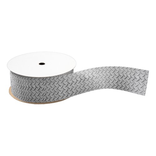 Faux Diamond Plating Background Grosgrain Ribbon