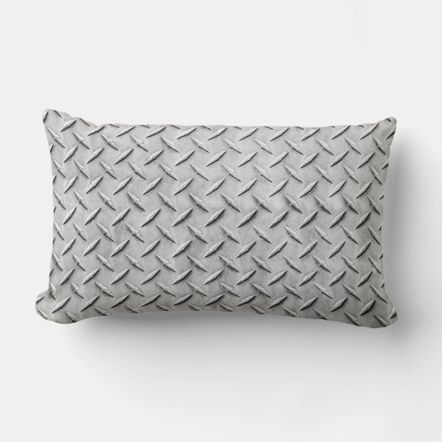 Faux Diamond Plating Background Lumbar Pillow (Front)