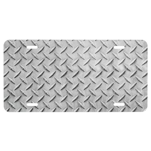 Faux Diamond Plating Image License Plate (Front)