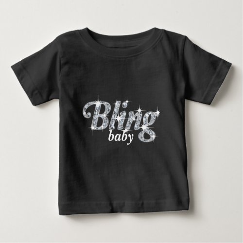 Faux diamonds on black Bling baby text design Baby T_Shirt