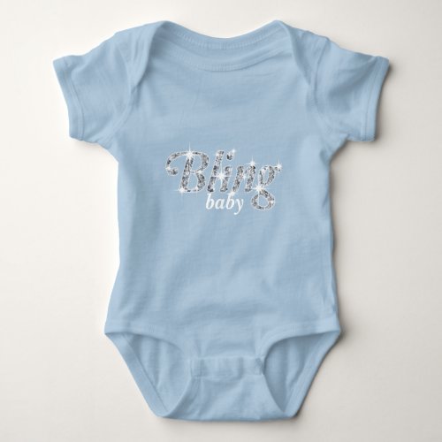 Faux diamonds on blue  Bling baby design Bib Baby Bodysuit