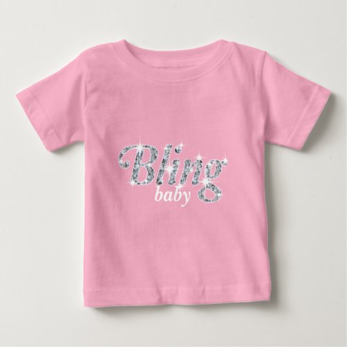Faux diamonds on pastel pink Bling baby design Baby T_Shirt