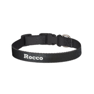 Faux Distressed Black Leather Pet Collar