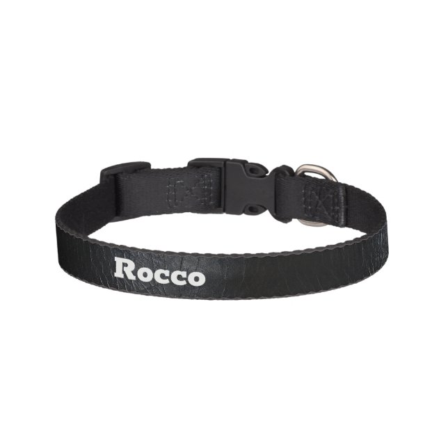 Faux Distressed Black Leather Pet Collar (Front)