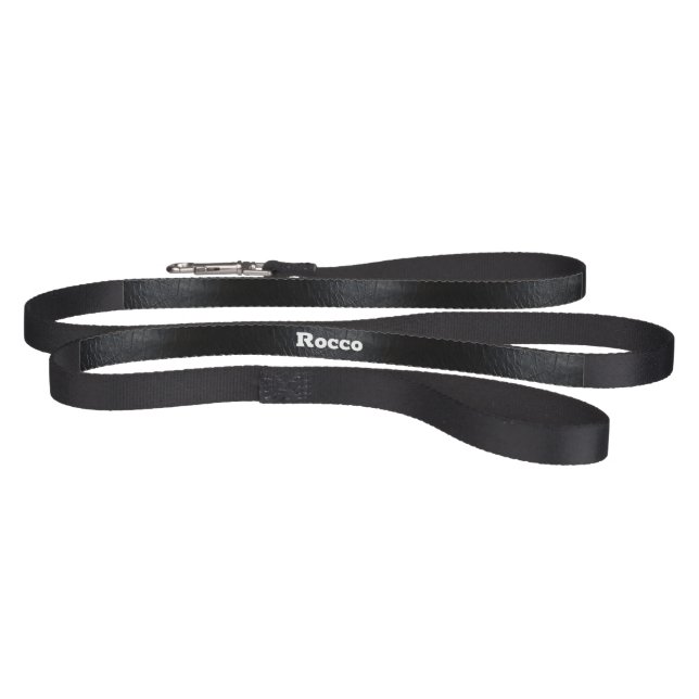 Faux Distressed Black Leather Pet Leash (Full)