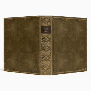 Faux Distressed Gold Green Leather 3 Ring Binder