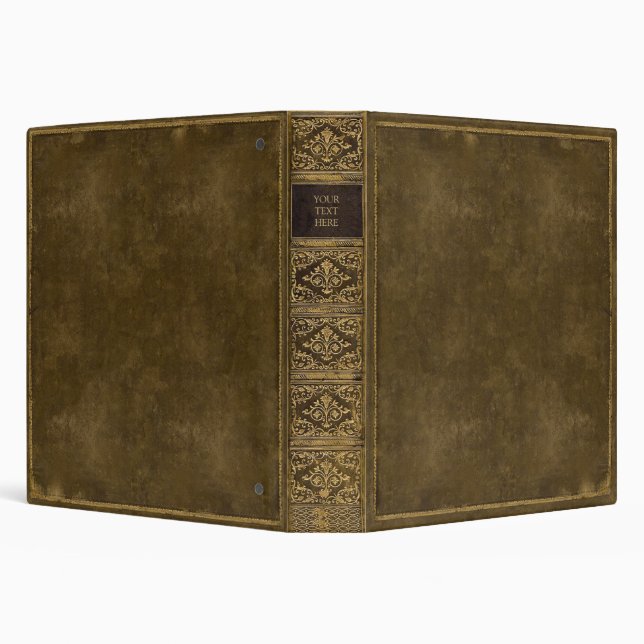 Faux Distressed Gold Green Leather 3 Ring Binder (Background)