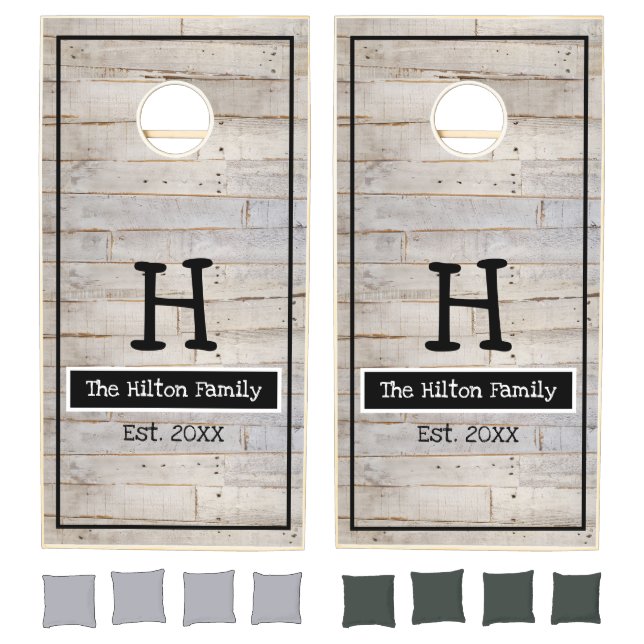 Faux Distressed Wood Personalized Cornhole Set (Set)