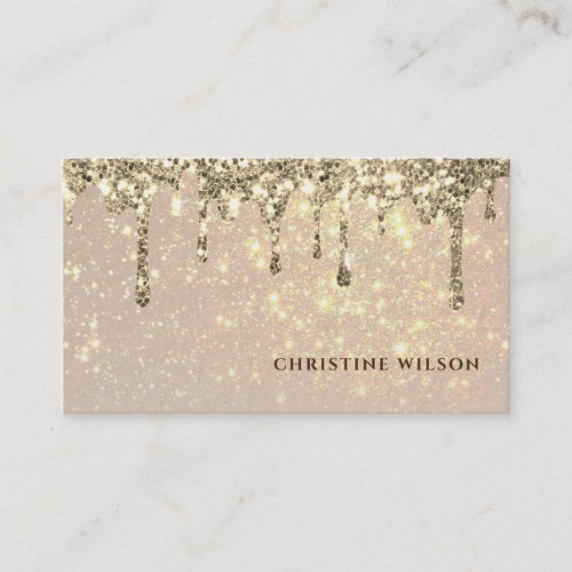 faux dripping glitter background business card (Front)