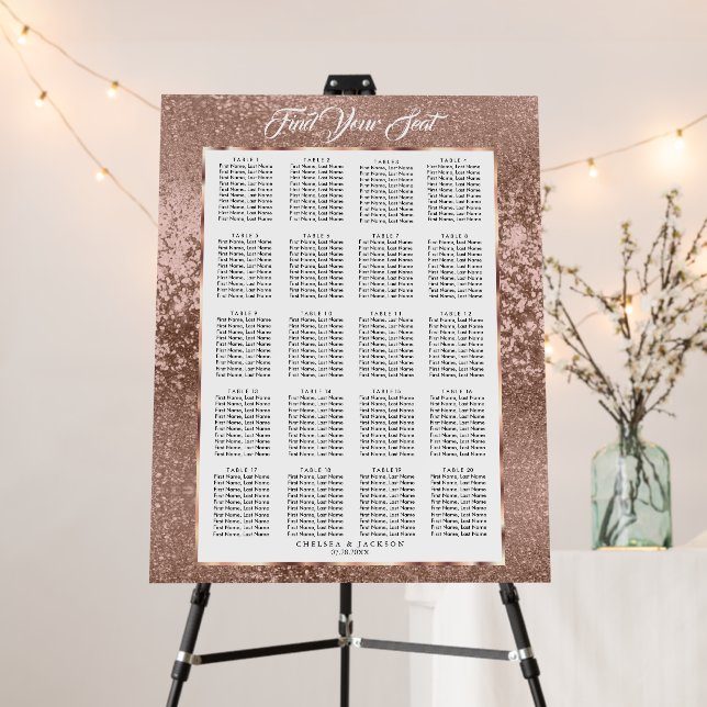 Faux Elegant Rose Gold Glitter  Foam Board (In Situ (Stand))