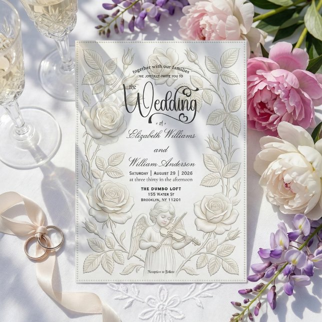Faux Embossed 3D Floral Bas-Relief Effect Invitation (Creator Uploaded)
