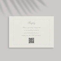 Faux Embossed Beaded Frame Ecru Reply Wedding QR