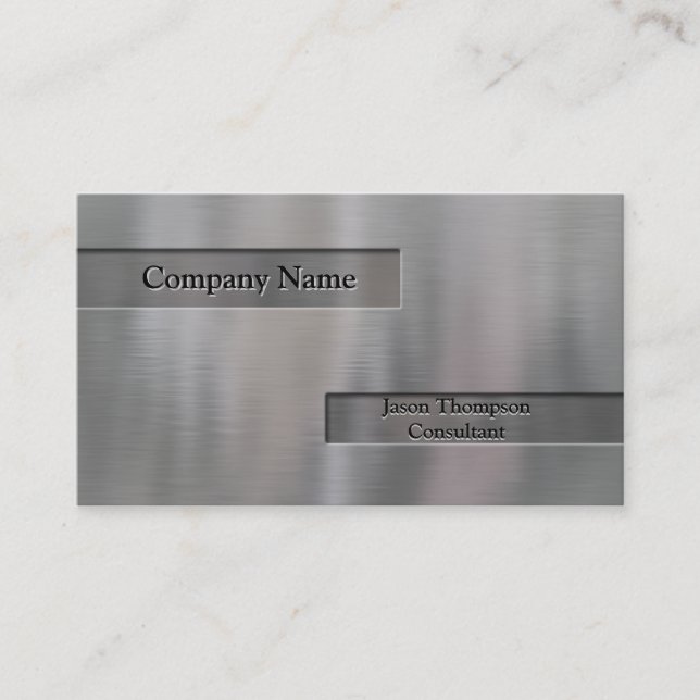 Faux Embossed Brushed Aluminum Business Card (Front)