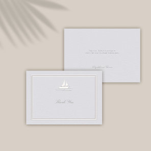 Faux Embossed Coastal Boat Nautical Formal Wedding Thank You Card