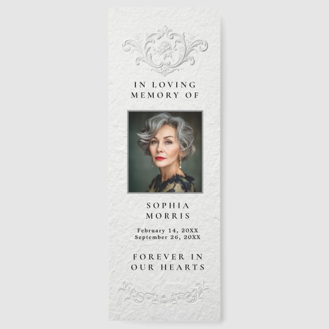 Faux Embossed Floral Funeral Book Mark (Front)