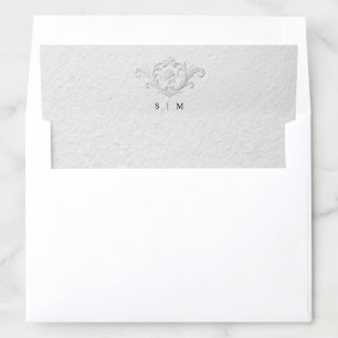 Faux Embossed Floral Wedding Envelope Liner