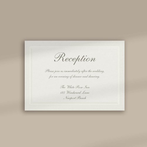 Faux Embossed Formal Traditional Reception Wedding Enclosure Card