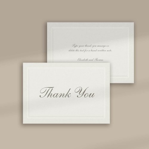 Faux Embossed Formal Traditional Wedding Thank You