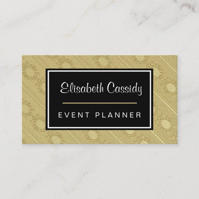 Faux Embossed Gold Pattern 2-Sided Business Card (Front)