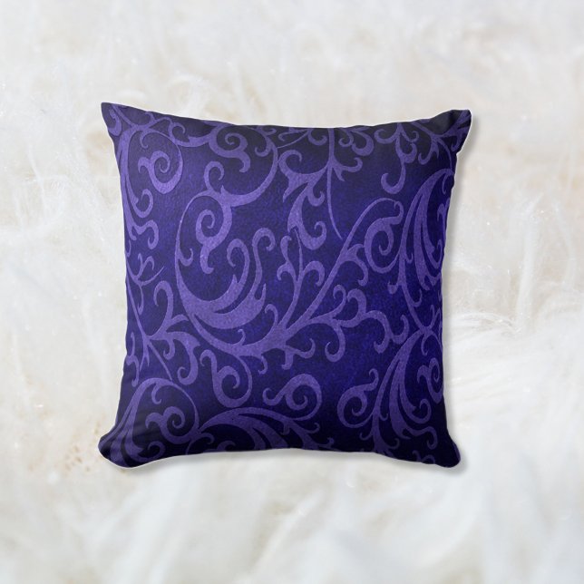 Faux Embossed Leather Swirl Royal Purple Throw Pillow (Creator Uploaded)