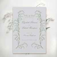 Faux Embossed Lily Valley Green Formal Wedding