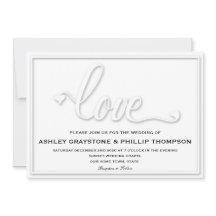Faux Embossed Love Wedding Invitation